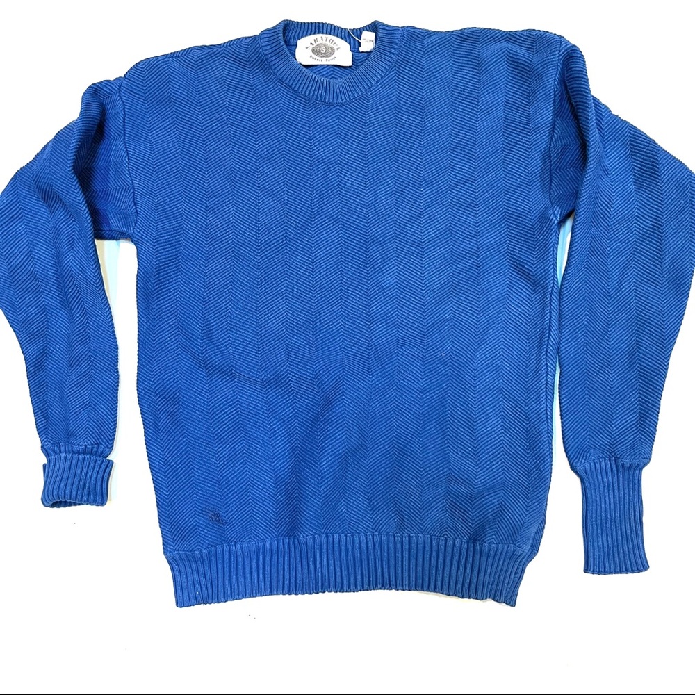 Saratoga by  Robert Peritz Unisex Sweater sz S/M cotton  Royal Blue
